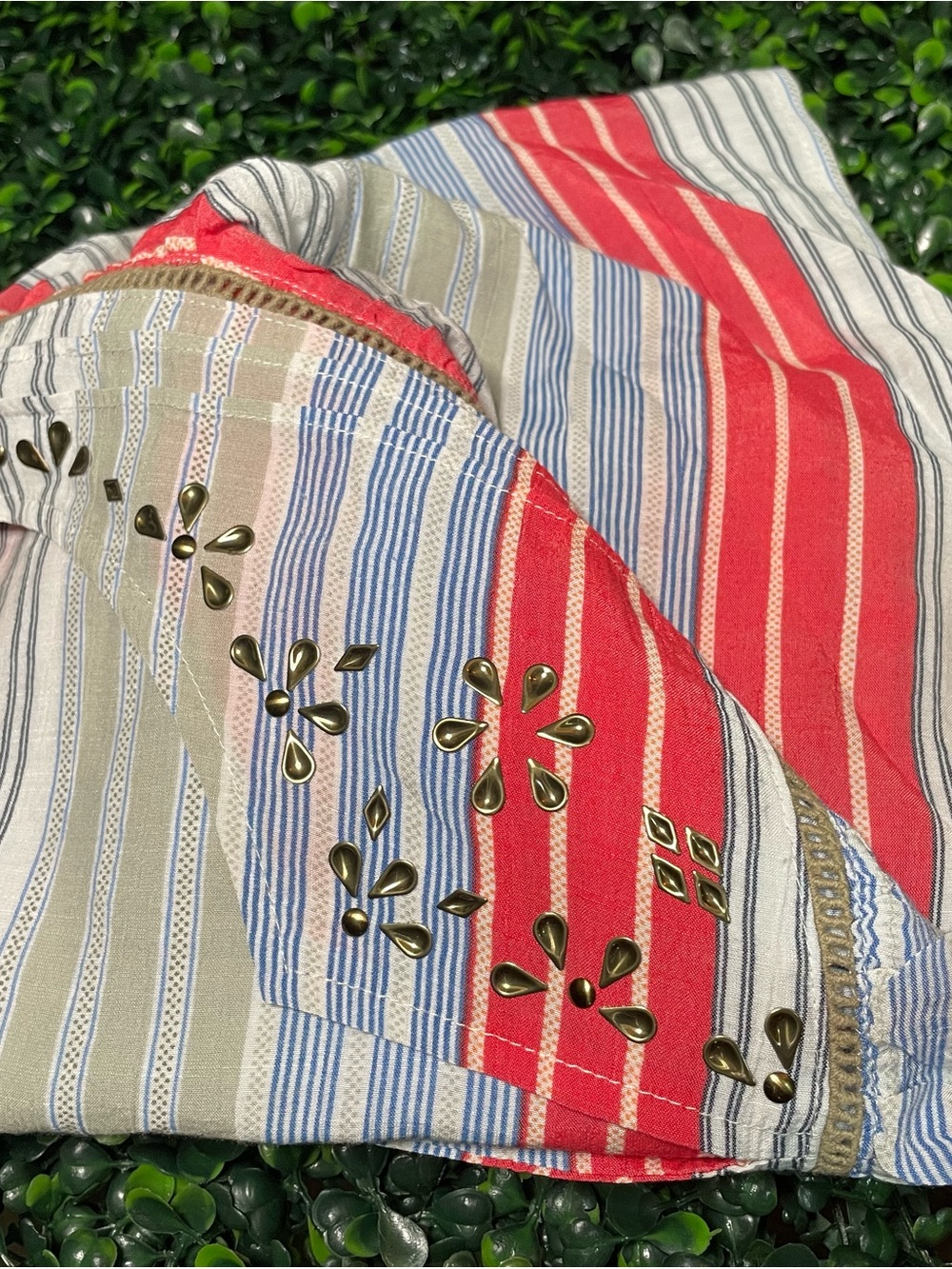 Kim Rogers Coral, Blue & Cream Striped Embroidered Tunic - Picture 5 of 8